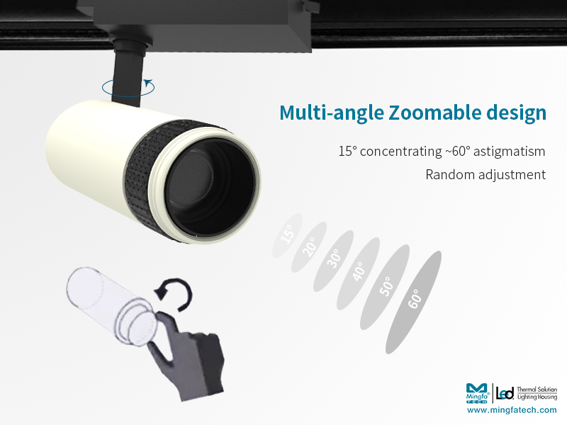 Mingfa Tech-New Product Preview|15-60° Stepless Zoomable Led Track Light - Kun Family-4
